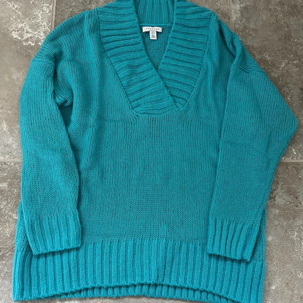 Topshop Women's Blue and Green Jumper